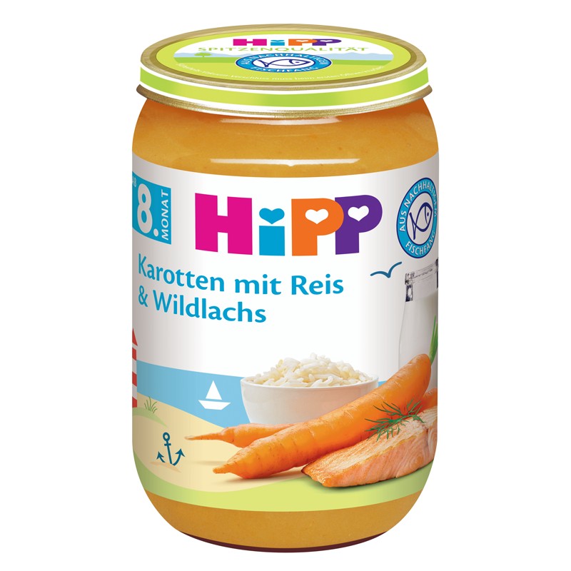 Puree Hipp Fish Menu Carrots with Rice and Wild Salmon for