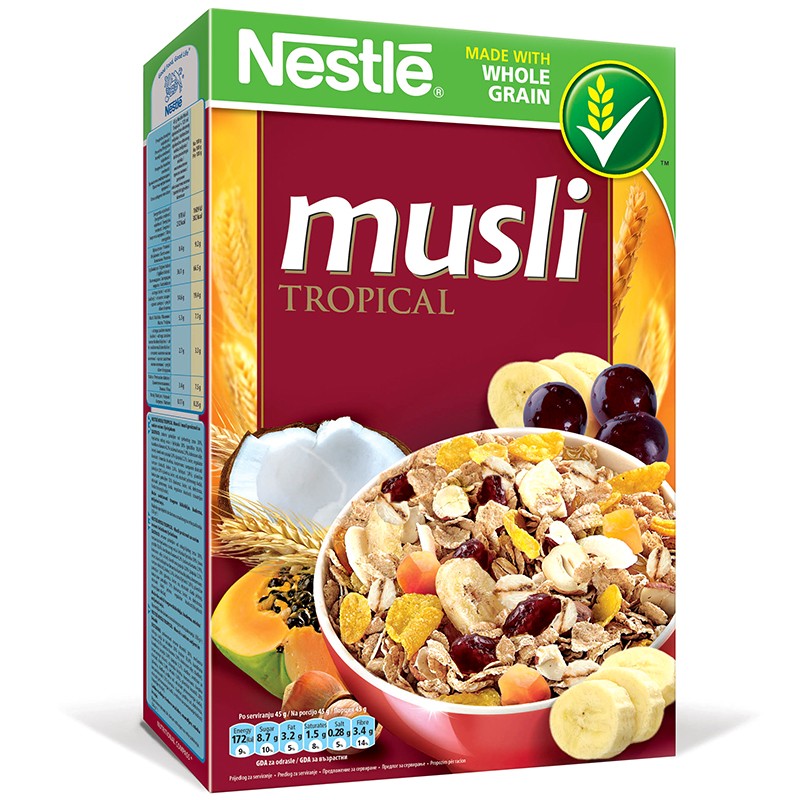 Muesli Nestle Tropical 350 g for 4.49 lv. with delivery to your home