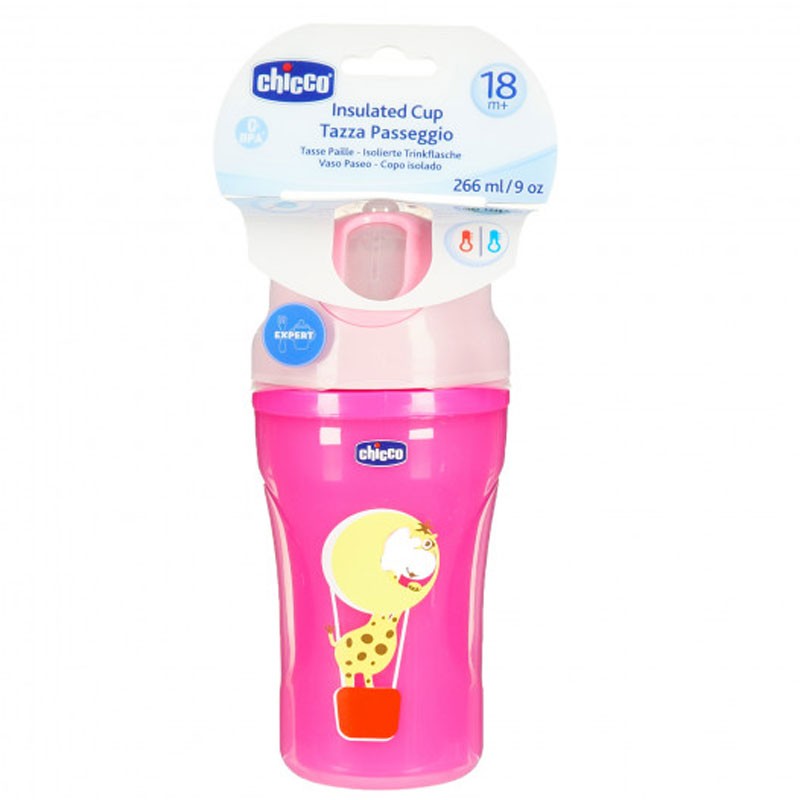 Nonspill Cup with Straw, Insulated Cup, 266 ml., Color Pink for 16.99