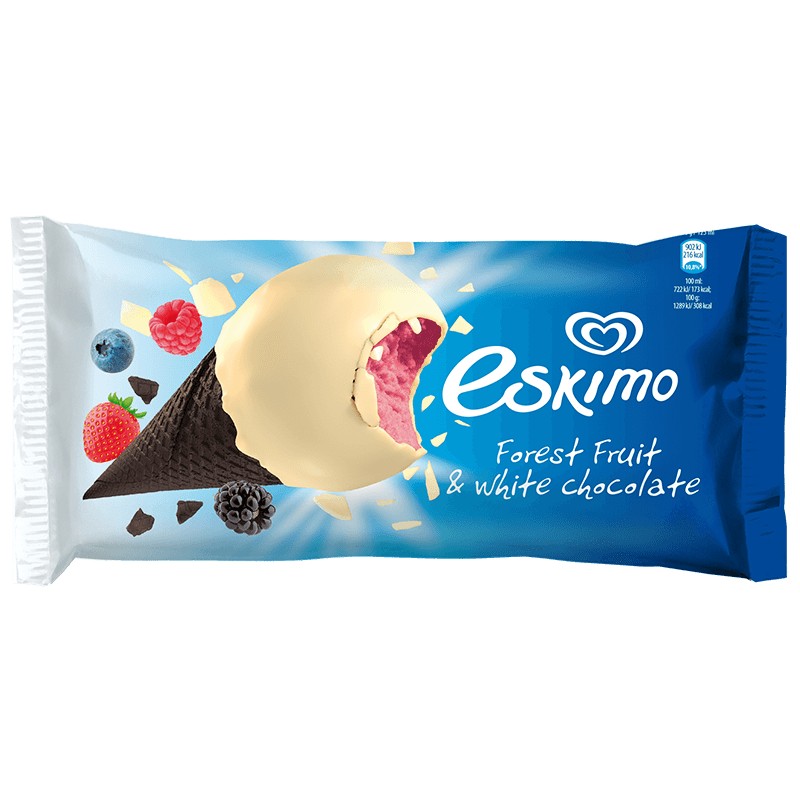 Ice Cream Eskimo Forest Fruits in White Chocolate Cone for 1.19 lv