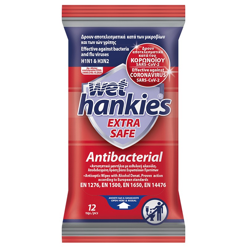 Wet Wipes Wet Hankies Extra Safe Antibacterial for 1.39 lv. eBag.bg