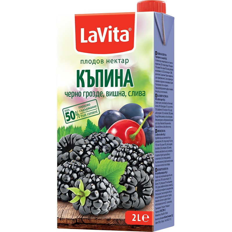 Нектар LaVita Къпина, Черно Грозде, Вишна, Слива 50% с цена от 3,89 лв ...