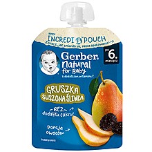 Плодова Закуска Gerber Круша и Сушени Сливи 6м+