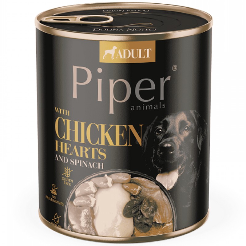 Храна за Кучета Piper Adult Dog с Пилешки Сърца, Кафяв Ориз и Спанак
