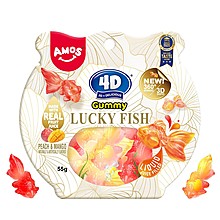 Желирани Бонбони Amos 4D Lucky Fish Манго и Праскова