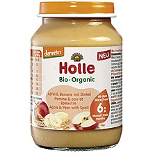 Био Пюре Holle Ябълка, Банан и Спелта Деметер 6м+