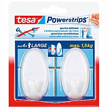 Продуктът не е наличен: Закачалки Tesa Овални Бели 2 бр + 4 Лепенки