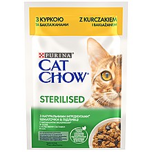 Храна за Котки Purina Cat Chow за Кастрирани Котки над 1 год. с Пиле и Патладжан Пауч
