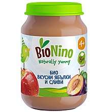 Био Пюре BioNino Ябълки и Сливи 4м+