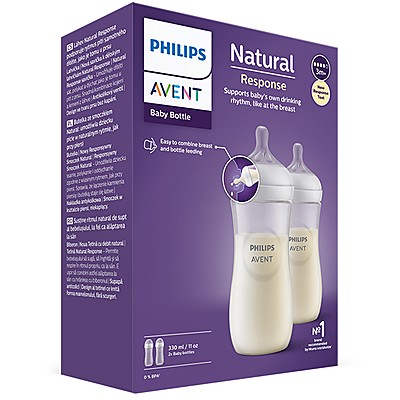 Комплект Avent Natural Response 1м+ 1 Шише 260мл + Биберони 3 Отвора