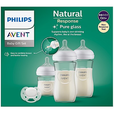 Комплект Avent Natural Response Стъкло 0-6м 1 Шише 120мл + 2 Шишета 240мл + Залъгалка Ultra Soft