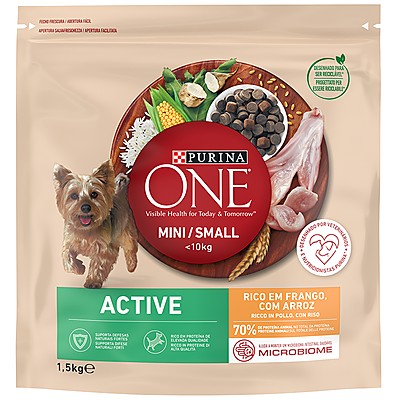 Суха Храна за Активни Кучета Purina One® Mini Active, от Дребни Породи в Зряла Възраст с Високо Съдържание на Пиле, с Ориз