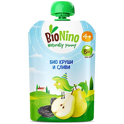 Био Плодова Закуска BioNino с Круши и Сливи 4м+