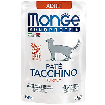 Храна за Котки Monge Monoprotein Adult Cat Paté Turkey с Пуешко и Картофи Пауч
