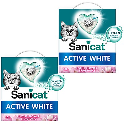 Котешка Тоалетна Sanicat от Бял Бентонит с Аромат на Бял Лотус