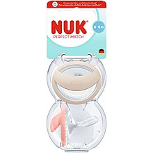 Биберон Залъкалка NUK Perfect Match 0-6м Mommy Feel Бежово/Розово