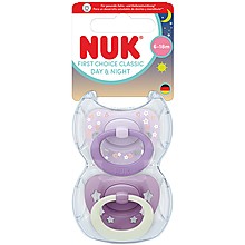 Биберон Залъгалка NUK First Choice 6-18м Day & Night Момиче