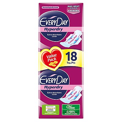 Дамски Превръзки с Крилца Every Day Hyperdry Maxi Night Ultra Plus Value Pack